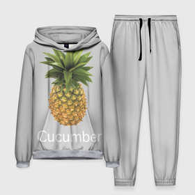 Мужской костюм 3D (с толстовкой) с принтом Pineapple cucumber в Петрозаводске,  |  | Тематика изображения на принте: cucumber | grey | pineapple | ананас | огурец | серый