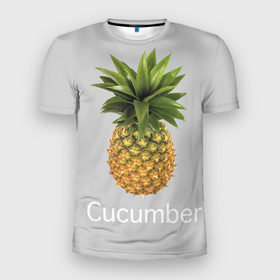Мужская футболка 3D спортивная с принтом Pineapple cucumber в Белгороде, 100% полиэстер с улучшенными характеристиками | приталенный силуэт, круглая горловина, широкие плечи, сужается к линии бедра | cucumber | grey | pineapple | ананас | огурец | серый