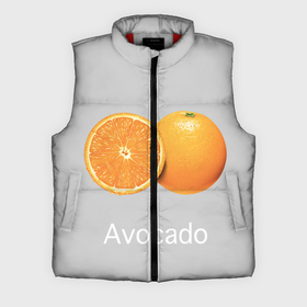 Мужской жилет утепленный 3D с принтом Orange avocado ,  |  | avocado | grey | orange | авокадо | апельсин | серый