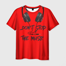 Мужская футболка 3D с принтом Dont stop the music в Екатеринбурге, 100% полиэфир | прямой крой, круглый вырез горловины, длина до линии бедер | headphones | music | музыка | наушники