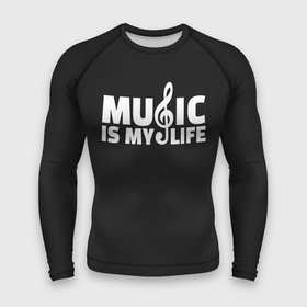 Мужской рашгард 3D с принтом Music is My Life ,  |  | and | calm | ceep | clef | instrument | is | life | listen | music | musical | my | notation | note | notes | tablature | treble | грамота | инструмент | ключ | музыка | музыкальный | нота | нотная | ноты | скрипичный | табулатура