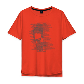 Мужская футболка хлопок Oversize с принтом Череп из текста в Екатеринбурге, 100% хлопок | свободный крой, круглый ворот, “спинка” длиннее передней части | fantasy | абстракция | кости | психоделика | скелет | чеперушка | череп