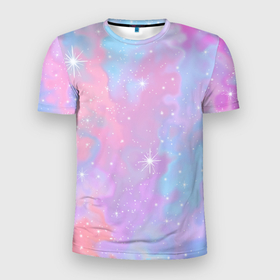Мужская футболка 3D Slim с принтом Просто космос в Санкт-Петербурге, 100% полиэстер с улучшенными характеристиками | приталенный силуэт, круглая горловина, широкие плечи, сужается к линии бедра | space | вселенная | звезды | космос | розовый космос