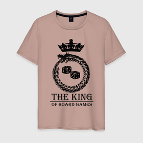 Мужская футболка хлопок с принтом Король настольных игр в Белгороде, 100% хлопок | прямой крой, круглый вырез горловины, длина до линии бедер, слегка спущенное плечо. | board games | the king | дайсы | игры | король | кубики | настолки | настольные игры