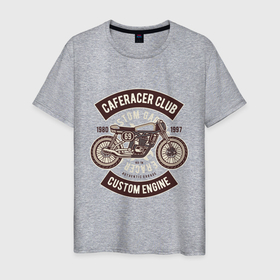Мужская футболка хлопок с принтом клуб гонщиков кафе в Кировске, 100% хлопок | прямой крой, круглый вырез горловины, длина до линии бедер, слегка спущенное плечо. | motorcycle | racer | гонщик | мотоцикл