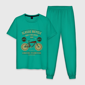 Мужская пижама хлопок с принтом классический велосипед в Курске, 100% хлопок | брюки и футболка прямого кроя, без карманов, на брюках мягкая резинка на поясе и по низу штанин
 | bike | байк | велосипед