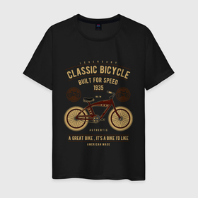 Мужская футболка хлопок с принтом классический велосипед в Кировске, 100% хлопок | прямой крой, круглый вырез горловины, длина до линии бедер, слегка спущенное плечо. | bike | байк | велосипед