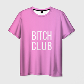 Мужская футболка 3D с принтом Bitch club в Белгороде, 100% полиэфир | прямой крой, круглый вырез горловины, длина до линии бедер | Тематика изображения на принте: club | pink | клубб бичб пляжб серфинг | розовый