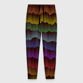 Мужские брюки 3D с принтом Радуга в Белгороде, 100% полиэстер | манжеты по низу, эластичный пояс регулируется шнурком, по бокам два кармана без застежек, внутренняя часть кармана из мелкой сетки | волны | настроение | радуга | радужное | текстура