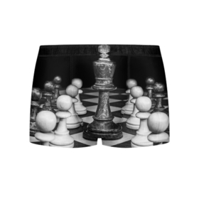 Мужские трусы 3D с принтом Шахматы в Тюмени, 50% хлопок, 50% полиэстер | классическая посадка, на поясе мягкая тканевая резинка | Тематика изображения на принте: доска | игра | игровая | игры | короли | король | логика | настольная | настольные | пешка | пешки | спорт | туча | шахматный | шахматы