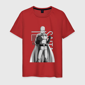 Мужская футболка хлопок с принтом Сайтама в Петрозаводске, 100% хлопок | прямой крой, круглый вырез горловины, длина до линии бедер, слегка спущенное плечо. | hero | one punch man | saitama | ванпанчмен | герой | сайтама