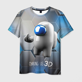 Мужская футболка 3D с принтом Among Us 3D в Екатеринбурге, 100% полиэфир | прямой крой, круглый вырез горловины, длина до линии бедер | 3d плиты | 3d человечек 3d | 3д | among us | sabotage | амонг | игра | космонавт | объем