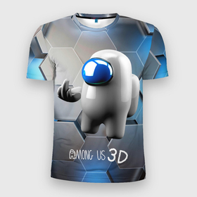 Мужская футболка 3D спортивная с принтом Among Us 3D в Новосибирске, 100% полиэстер с улучшенными характеристиками | приталенный силуэт, круглая горловина, широкие плечи, сужается к линии бедра | 3d плиты | 3d человечек 3d | 3д | among us | sabotage | амонг | игра | космонавт | объем