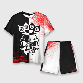 Мужской костюм с шортами 3D с принтом Five Finger Death Punch [5] в Кировске,  |  | 5fdp | 5фдп | ffdp | five finger death punch | metal | music | skeleton | sounds | метал | музыка | рок | череп