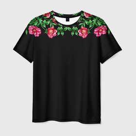 Мужская футболка 3D с принтом Цветы в Санкт-Петербурге, 100% полиэфир | прямой крой, круглый вырез горловины, длина до линии бедер | Тематика изображения на принте: глоксиния | красота | листья | минимализм | природа | растения | цветы