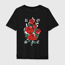 Мужская футболка хлопок Oversize с принтом РОЗЫ | ROSES SMOKE , 100% хлопок | свободный крой, круглый ворот, “спинка” длиннее передней части | chery | flowers | japan | roses | sakura | вишня | растения | розы | ромашка | сакура | тюльпаны | цветы | цветы сакуры | япония