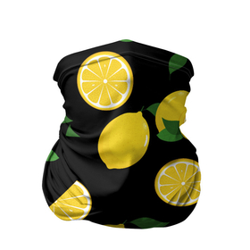 Бандана-труба 3D с принтом Лимоны на чёрном , 100% полиэстер, ткань с особыми свойствами — Activecool | плотность 150‒180 г/м2; хорошо тянется, но сохраняет форму | Тематика изображения на принте: citrus natural fruit | fresh | illustration | organic | pattern | texture | лето | лимон | свежесть | тропики | узор | фон | фрукты | цитрус | экзотика