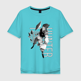 Мужская футболка хлопок Oversize с принтом Хисока в Петрозаводске, 100% хлопок | свободный крой, круглый ворот, “спинка” длиннее передней части | hisoka | hunter  hunter | охотник | охотник х охотник | хантер | хантер х хантер | хисока