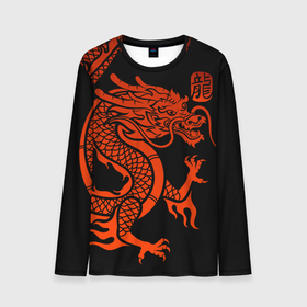 Мужской лонгслив 3D с принтом RED CHINA DRAGON , 100% полиэстер | длинные рукава, круглый вырез горловины, полуприлегающий силуэт | Тематика изображения на принте: china | china dragon | red dragon | без крыльев | дракон змея | китай | китайские символы | китайский дракон | красный дракон | символ