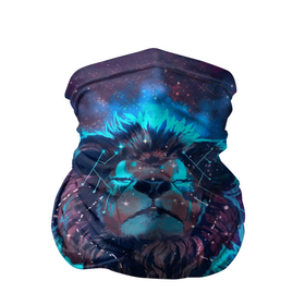 Бандана-труба 3D с принтом Galaxy Lion в Санкт-Петербурге, 100% полиэстер, ткань с особыми свойствами — Activecool | плотность 150‒180 г/м2; хорошо тянется, но сохраняет форму | light | lion | night | space | вода | космос | лев | ночь | свет