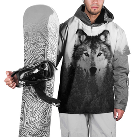 Накидка на куртку 3D с принтом Волк в Кировске, 100% полиэстер |  | Тематика изображения на принте: tegunvteg | волк | деревья | красивый лес | лес | листья | природа | собака | темный лес