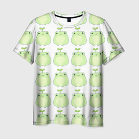 Мужская футболка 3D с принтом лягушки-росточки  в Санкт-Петербурге, 100% полиэфир | прямой крой, круглый вырез горловины, длина до линии бедер | Тематика изображения на принте: животные | клубника | лягушка | милота | природа | росток