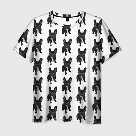 Мужская футболка 3D с принтом Бульдожки в Санкт-Петербурге, 100% полиэфир | прямой крой, круглый вырез горловины, длина до линии бедер | love | арт | бульдог | день валентина | день святого | день святого валентина | любовь | много собак | мопс | мопсы | порода | породистые | породистые собаки | породы собак | собака | собаки