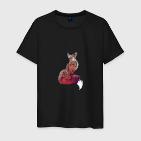 Мужская футболка хлопок с принтом Геометрическая лиса в Тюмени, 100% хлопок | прямой крой, круглый вырез горловины, длина до линии бедер, слегка спущенное плечо. | бохо | геометрическая лиса | геометрия | лиса | лисичка