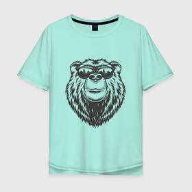 Мужская футболка хлопок Oversize с принтом Русский медведь в очках в Тюмени, 100% хлопок | свободный крой, круглый ворот, “спинка” длиннее передней части | grizzly bear | russia | russian bear | ussr | гризли | патриот | россия | русский медведь | солнечные очки | ссср
