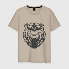 Мужская футболка хлопок с принтом Русский медведь в очках , 100% хлопок | прямой крой, круглый вырез горловины, длина до линии бедер, слегка спущенное плечо. | grizzly bear | russia | russian bear | ussr | гризли | патриот | россия | русский медведь | солнечные очки | ссср