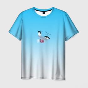 Мужская футболка 3D с принтом Ahegao Blue-eyed girl в Тюмени, 100% полиэфир | прямой крой, круглый вырез горловины, длина до линии бедер | ahegao | anime | senpai | аниме | ахегао | семпай
