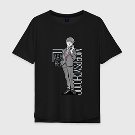 Мужская футболка хлопок Oversize с принтом Моб Психо 100 , 100% хлопок | свободный крой, круглый ворот, “спинка” длиннее передней части | arataka reigen | mob psycho 100 | аратака | аратака рэйгэн | моб психо 100