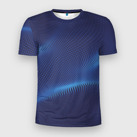 Мужская футболка 3D Slim с принтом 3D волна в Санкт-Петербурге, 100% полиэстер с улучшенными характеристиками | приталенный силуэт, круглая горловина, широкие плечи, сужается к линии бедра | Тематика изображения на принте: 3d | digital | волна | графика | звук | фракталы