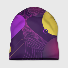 Шапка 3D с принтом ГЕОМЕТРИЧЕСКИЕ ЛИНИИ , 100% полиэстер | универсальный размер, печать по всей поверхности изделия | 3d | 3д | геометрические линии | геометрия | желтый | круги | линия | оранжевый | пурпурный | розовый | синий | фиолетовый
