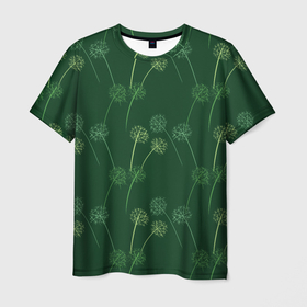 Мужская футболка 3D с принтом Одуванчики в Екатеринбурге, 100% полиэфир | прямой крой, круглый вырез горловины, длина до линии бедер | весна | зелёный | лето | одуванчик | одуванчики | природа | цветок | цветочки | цветы