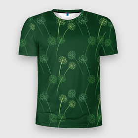 Мужская футболка 3D спортивная с принтом Одуванчики в Тюмени, 100% полиэстер с улучшенными характеристиками | приталенный силуэт, круглая горловина, широкие плечи, сужается к линии бедра | весна | зелёный | лето | одуванчик | одуванчики | природа | цветок | цветочки | цветы