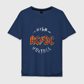 Мужская футболка хлопок Oversize с принтом AC DC | HIGH VOLTAGE в Новосибирске, 100% хлопок | свободный крой, круглый ворот, “спинка” длиннее передней части | ac dc | acdc | high | voltage | группы | метал | музыка | рок | хард рок | эйси диси | эйсидиси