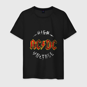 Мужская футболка хлопок с принтом AC DC | HIGH VOLTAGE в Белгороде, 100% хлопок | прямой крой, круглый вырез горловины, длина до линии бедер, слегка спущенное плечо. | ac dc | acdc | high | voltage | группы | метал | музыка | рок | хард рок | эйси диси | эйсидиси