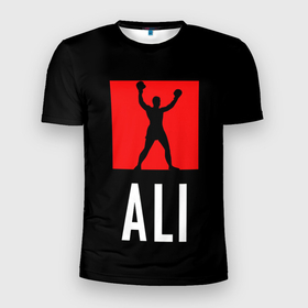 Мужская футболка 3D спортивная с принтом Muhammad Ali в Кировске, 100% полиэстер с улучшенными характеристиками | приталенный силуэт, круглая горловина, широкие плечи, сужается к линии бедра | muhammad ali бокс легенда ринг чемпион