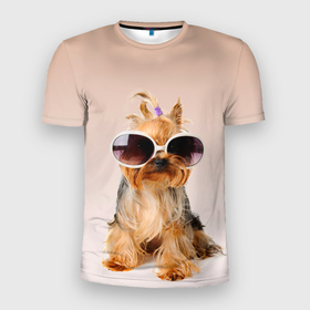 Мужская футболка 3D спортивная с принтом собака в очках в Белгороде, 100% полиэстер с улучшенными характеристиками | приталенный силуэт, круглая горловина, широкие плечи, сужается к линии бедра | лето | маленткая | мода | отдых | очки | собака | солнечные очки | солнцезащитные очки | хвостик