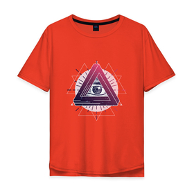 Мужская футболка хлопок Oversize с принтом Мистический оккультный глаз в Тюмени, 100% хлопок | свободный крой, круглый ворот, “спинка” длиннее передней части | esoterics | eye | illuminati | mystic | tattoo | алхимия | антропософия | астрология | ваджраяна | гностицизм | иллюминати | иллюминаты | йога | каббала | магия | масонство | мистика | мистицизм | суфизм | тату