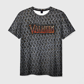 Мужская футболка 3D с принтом Кольчуга из Вальхейма в Кировске, 100% полиэфир | прямой крой, круглый вырез горловины, длина до линии бедер | valheim | броня | вальхейм | доспехи | игра | кальчуга | кольчуга | кольчуга из вальхейма