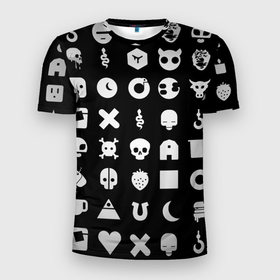 Мужская футболка 3D Slim с принтом Любовь смерть и роботы в Екатеринбурге, 100% полиэстер с улучшенными характеристиками | приталенный силуэт, круглая горловина, широкие плечи, сужается к линии бедра | Тематика изображения на принте: лого | минимализм | рисунок | сериал | стикеры