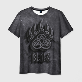Мужская футболка 3D с принтом Печать Велеса , 100% полиэфир | прямой крой, круглый вырез горловины, длина до линии бедер | велес | волчья лапа | лапа | оберег | печать велеса | россия | славянская символика | славянские