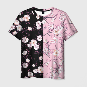 Мужская футболка 3D с принтом САКУРА | SAKURA | ВИШНЯ в Новосибирске, 100% полиэфир | прямой крой, круглый вырез горловины, длина до линии бедер | chery | flowers | japan | roses | sakura | вишня | растения | розы | ромашка | сакура | тюльпаны | цветы | цветы сакуры | япония
