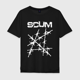 Мужская футболка хлопок Oversize с принтом SCUM в Санкт-Петербурге, 100% хлопок | свободный крой, круглый ворот, “спинка” длиннее передней части | action | game | scum | tec1 | выживание | выжить | ресурсы | скам игра | тюремная