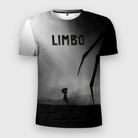 Мужская футболка 3D Slim с принтом Limbo в Петрозаводске, 100% полиэстер с улучшенными характеристиками | приталенный силуэт, круглая горловина, широкие плечи, сужается к линии бедра | game | limbo | игра | игра платформер | мальчик спасает сестру | платформер