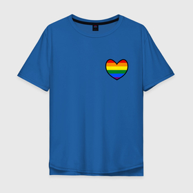 Мужская футболка хлопок Oversize с принтом Радужное сердце  в Новосибирске, 100% хлопок | свободный крой, круглый ворот, “спинка” длиннее передней части | много цветов | радуга | радужная | радужное сердце | разноцветная | разноцветный | сердечко | сердце | цвета радуги | цветная | цветной