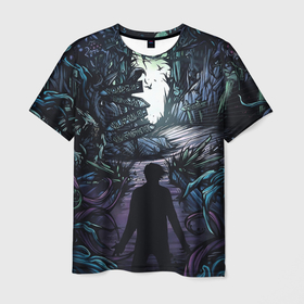 Мужская футболка 3D с принтом Мистический Лес в Новосибирске, 100% полиэфир | прямой крой, круглый вырез горловины, длина до линии бедер | лес | мистика | мистический лес | силуэт | фэнтези | человек