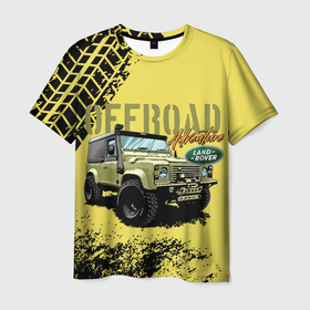 Мужская футболка 3D с принтом LAND ROVER в Екатеринбурге, 100% полиэфир | прямой крой, круглый вырез горловины, длина до линии бедер | land rover | offroad | внедорожник | ленд ровер | лэндровер | оффроад